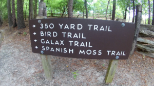Trail Navigator | Cliffs of the Neuse State Park - 350-yard trail sign